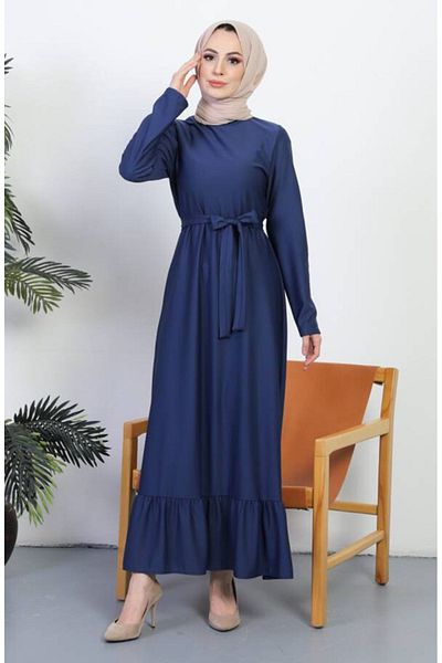 sefamerve Indigo Belted Dress - 0582-03