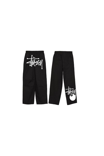 Leox Wear Stussy White Printed Black Baggy Unisex Trousers
