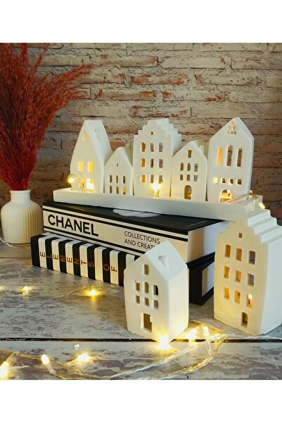 By Şirin Candle Tabaklı Tealight Mumluk Evler