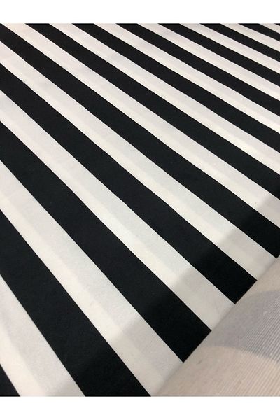 Bakırcı Kumaş Black and White Striped Upholstery Fabric