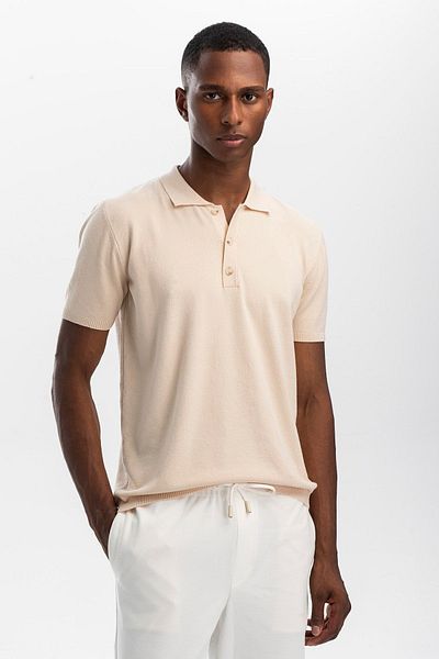 hateko Hazelnut Color Polo Neck Knitwear T-Shirt