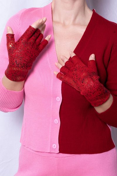 POSUSS Glossy Printed Women's Gloves - Red - PS3124