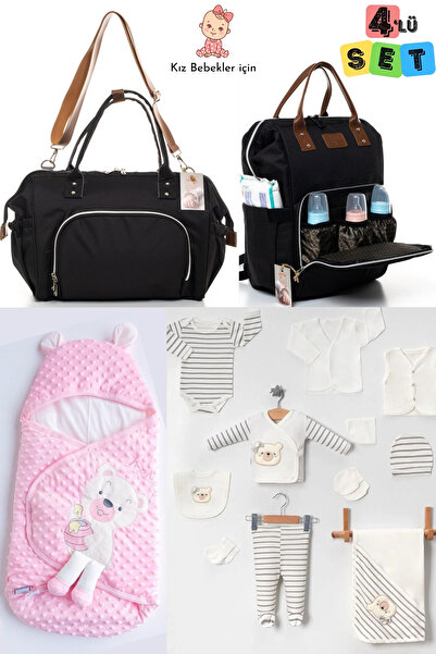 ALİSS طقم ولادة مكون من 4 قطع - إصدار مستشفى قطن 100%، قماط حمص، حقيبة طويلة ...