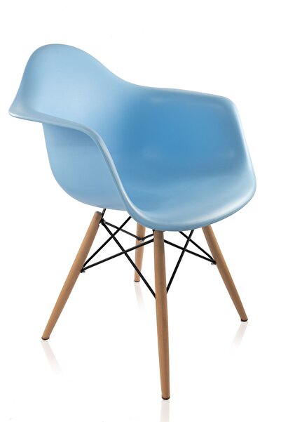 Dorcia Home Kolçaklı Mavi Eames Sandalye - Cafe Balkon Mutfak Sandalyesi