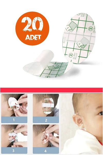 VİGENTİNO 20 Pieces of Waterproof Adhesive - Disposable Ear Protection Tape, Swimming and Shower Hairdresser