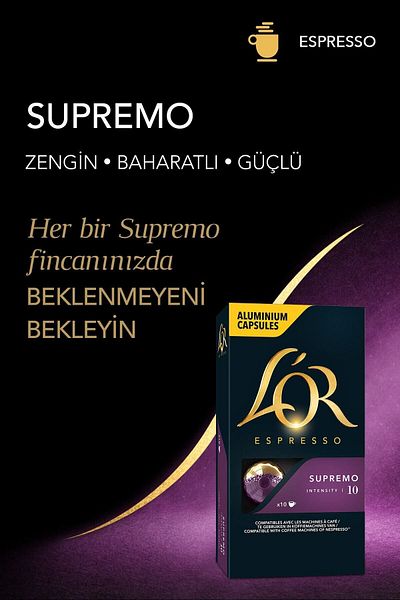 L'OR Supremo Intensity 10 - Nespresso Compatible Aluminum Coffee Capsule Deal Pack - 10 Pieces x 3 Packs