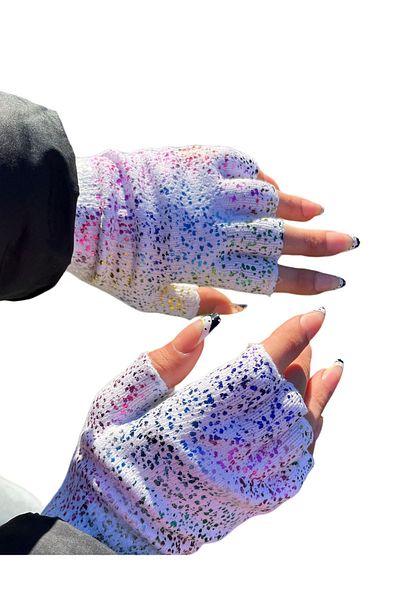 POSUSS Shiny Printed Women's Gloves - white - Ps3333