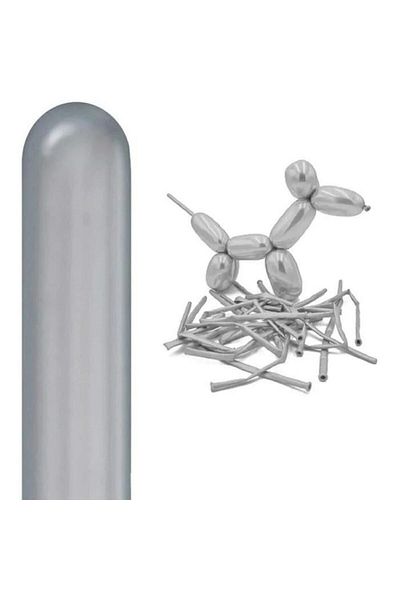 parti sürprizi Chrome Silver Color Sausage Balloon 12 Pieces