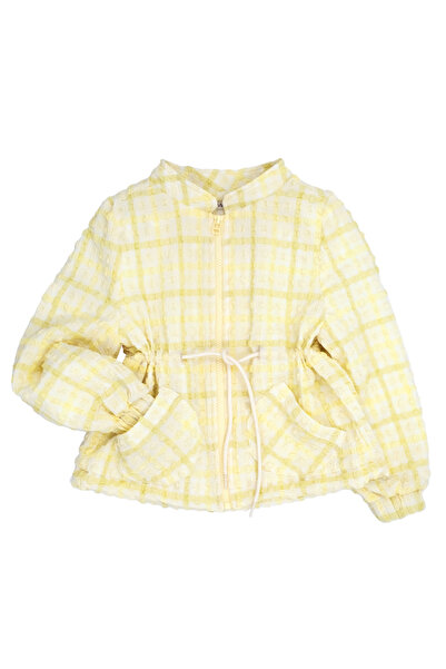 Ozmoz Recycle Special Woven Yellow Zippered Spring Jacket for Girls