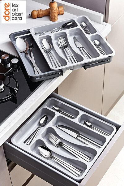 Doreline Double Sided Extendable Spoon Holder - Practical Adjustable Drawer a...