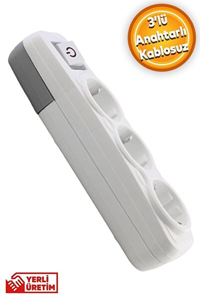Badem10 Grup Priz 3'lü Anahtarlı Kablosuz Başlık Klemensli Üçlü Piriz