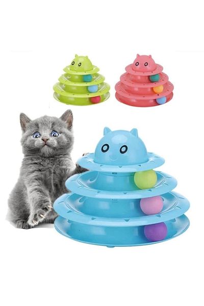 GOBYPET 3-Layer Ball Round Cat Toy, Rolling Ball, Red Ball Round Cat Toy Cat Entertainment