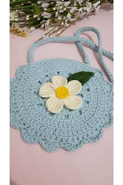 Kadın Girişimciler Atölyesi Geanta Daisy Motif Culoare Albastra Geanta tricotata manual