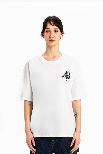 UNIQVIBE Λευκό Oversize Γυναικείο T-shirt World Lovers