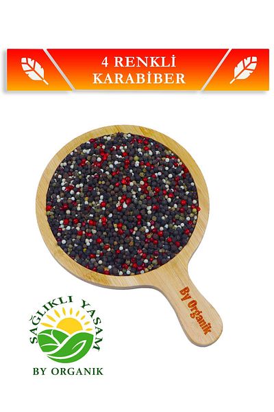BY ORGANİK 4 Colored Black Pepper 1 kg (Slotted, Large Grain, No Additives)