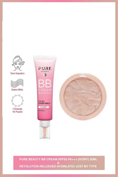 PURE BEAUTY Bb Cream Spf50 Ivory 30 ml + Revolution Reloaded Just My Type - Brightening