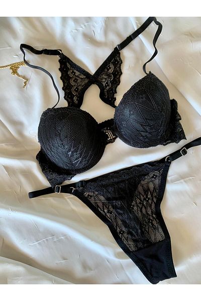 ROZENİN LINGERIE Cadou de Anul Nou Set de sutien de zi cu zi sexy cu sârmă cu sârmă cu fluture negru