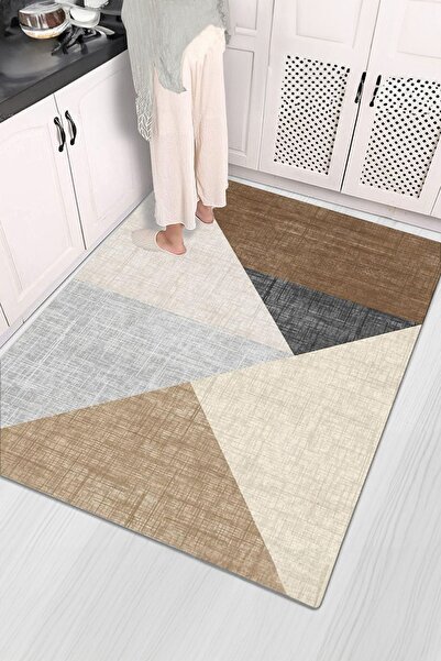 Faiend Mutfak Halısı Desenli Dijital Baskı Yıkanabilir Kaymaz Taban Ince Salo...