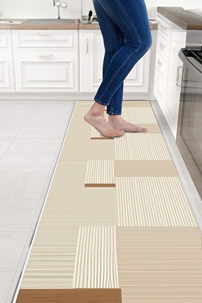 Faiend Mutfak Halısı Desenli Dijital Baskı Yıkanabilir Kaymaz Taban Ince Salo...