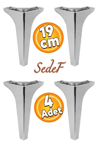 Badem10 Picioare Cromate Luminoase - 4 Buc Perle Mobilier De Lux Canapea Unitate Tv Consolă Picioare Fotoliu 19 Cm