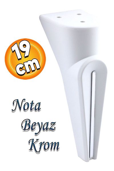 Badem10 Nota Mobilier Canapea Unitate TV Consolă Fotoliu Picior Picioare Riser Alb Argintiu Cromat 19 Cm