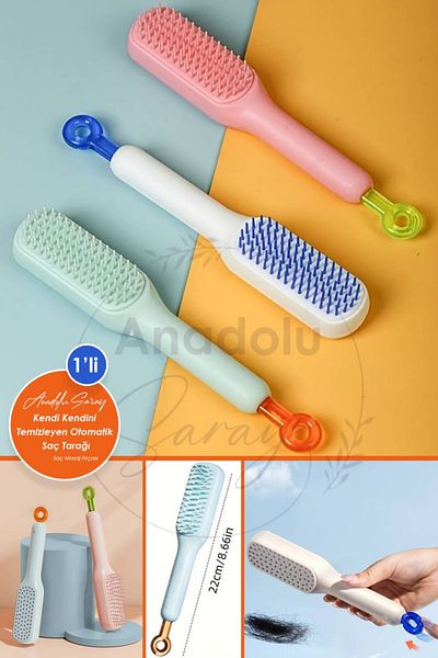 Anadolu Saray Anti-Static Self-Cleaning Automatic Key Hair Comb Detangling Hair Massage Brush