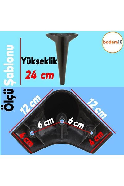 Badem10 Aspen Mobilier de lux Canapea Fotoliu Unitate TV Consolă Picior Picioare 24 Cm Picior Negru (4 BUC.)