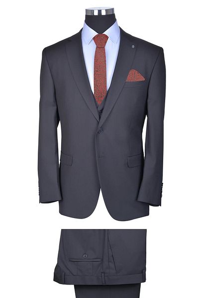 BAGGI Regular Fit Straight Vest Suit Black