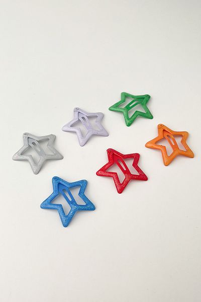 Modex 6-Piece Colorful Glittered Snap Star Buckle - Size:3cm
