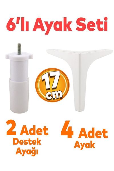 Badem10 Set Sedef de 6 - Mobilier alb Unitate TV, Consolă, Fotoliu și Canapea. Picioare suportate M8 de 17 cm