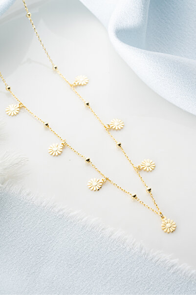 Silvano Jewelry 925 Ayar Gümüş Papatyalı Şans Kolye