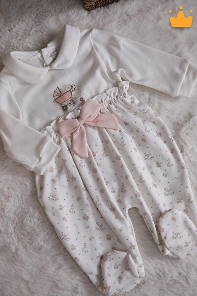 Babyhola Babydola Baby Girl Jumpsuit with Booties, Newborn Hospital Release, Baby Gift 15157