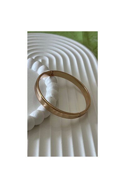 ParlaTakıAksesuar Vip Çelik Orta Kalın Ajda Kelepçe Gold Rose Renk