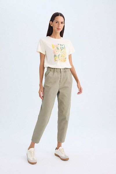 DeFacto Gabardine-Hose mit hoher Taille und Taschen – Basic Straight Leg S2790az24wn