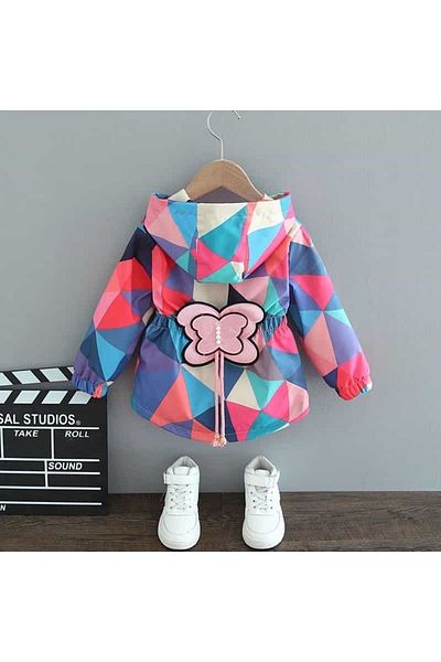 lizroyalboutique Girl's Butterfly Detailed Pink Raincoat