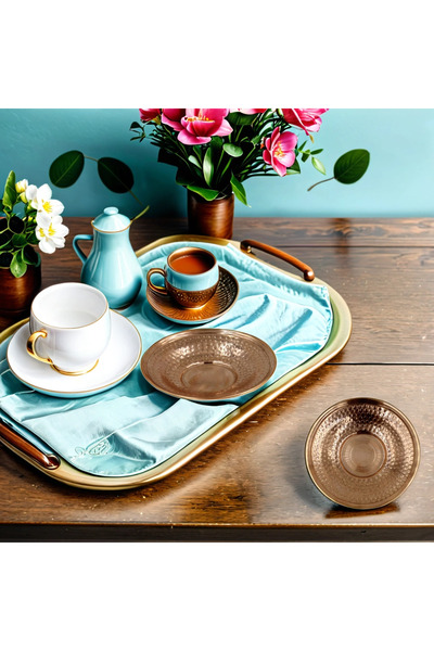 TURNA BAKIR Turna Bakır Otağ El Dövme Çay Tabağı Kırmızı TURNA0513-1