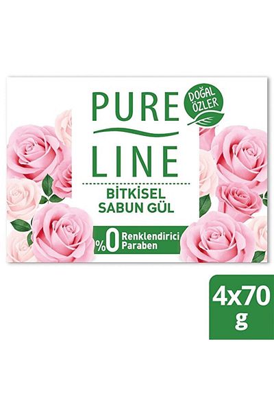Pure Line صابون بيورلاين الصلب برائحة الورد العشبي 4x70 جرام