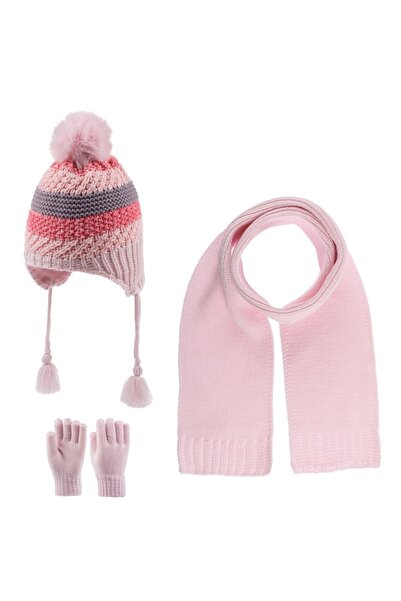 Kitti 4-8 Yaş Kız Çocuk Atkı Bere Eldiven Takımı, 3 Lü Set