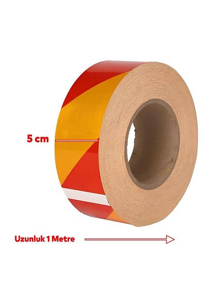 Badem10 5 Cm Highlighter and Reflective Yellow Red Strip Tape - Adhesive Warning Tape