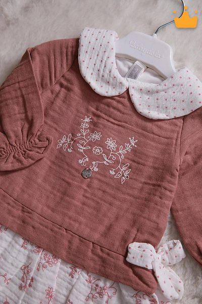 Babydola Holiday Muslin Long Sleeve Baby Girl Dress - 15178