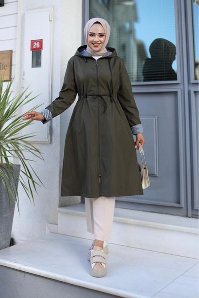 HARMAN BUTİK Women's - Zippered Short Bondeç Trench Coat