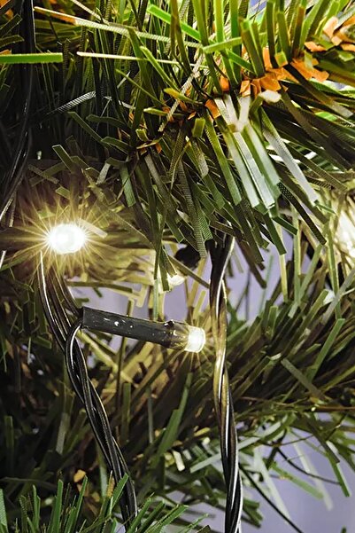 Toptanhane 10 Metre 100 Led Fişli Eklemeli Siyah Kablo Gün Işığı Sarı Led Aydınlatma Yılbaşı Düğün Nişan