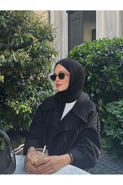 Quğu SCARF Premium Black Combed Shawl