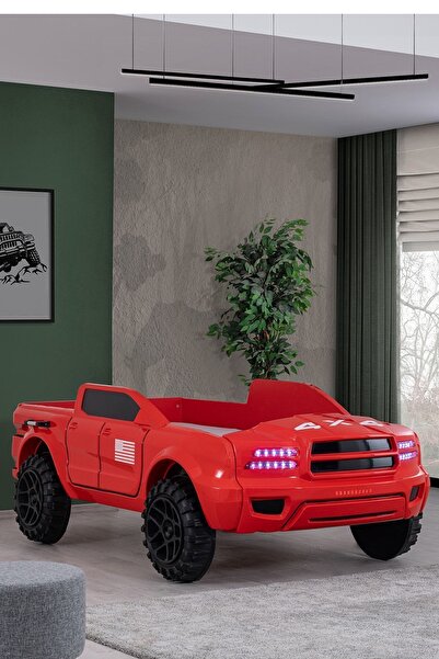 Setay Arabalı Yatak, Pickup Ledli Arabalı Yatak 100x190 - Kırmızı