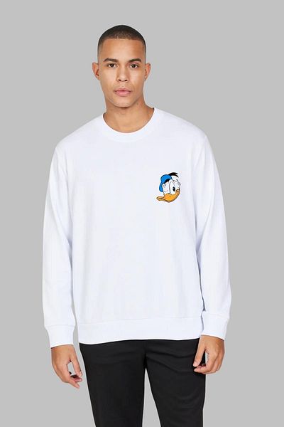 Nyda Collections Hanorac oversize din bumbac unisex cu imprimeu Daffy - mânecă lungă, decolteu, fără glugă