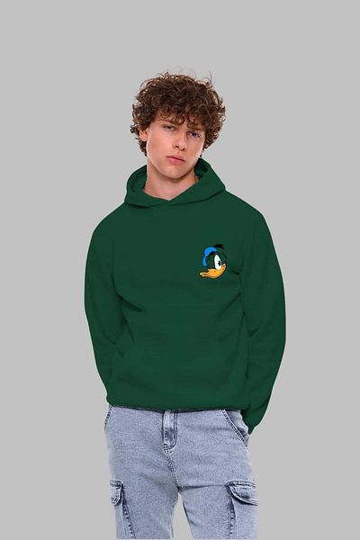 Nyda Collections Унисекс суитшърт с качулка и щампа Daffy Duck - дълъг ръкав, памук