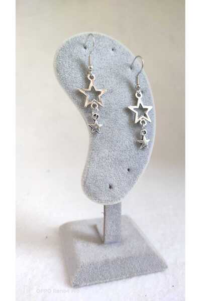 Fugusugu أقراط متدلية صغيرة على شكل نجمة مزدوجة