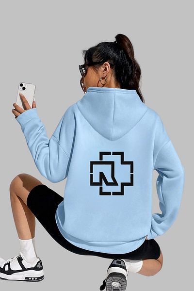 Nyda Collections Hanorac supradimensionat unisex cu glugă cu imprimeu Rammstein - mânecă lungă, bumbac