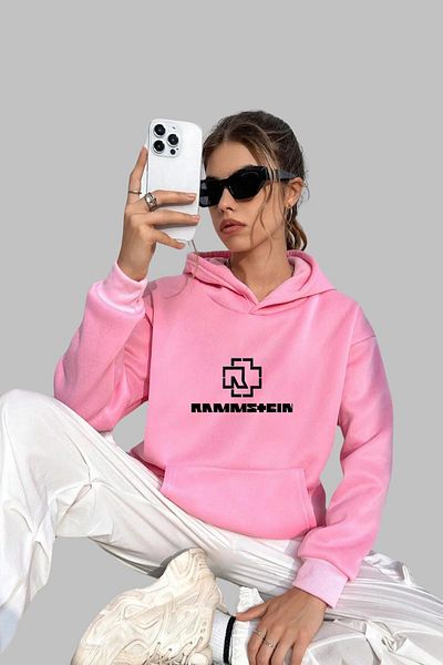 Nyda Collections Φούτερ με κουκούλα Rammstein Printed Unisex Oversize - Μακρυμάνικο, Βαμβακερό