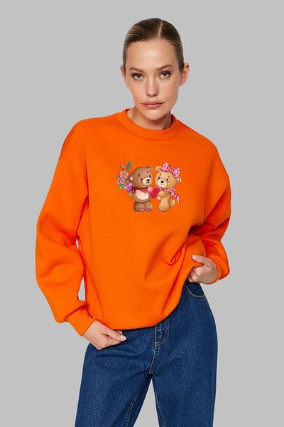 Nyda Collections Teddy Bear Love Printed - Hanorac supradimensionat pentru femei, cu mânecă lungă, fără glugă